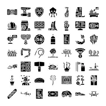 Collection of various web glyph icons and symbols Stock Illustration