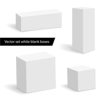 Collection of various white blank boxes Stock Illustration