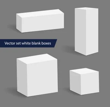 Collection of various white blank boxes Stock Illustration