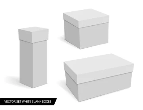 Collection of various white blank boxes Stock Illustration