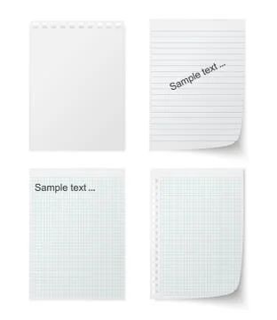 Collection of various white papers, leaves for the label ready for Your messa Stock Illustration