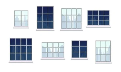 Collection of various window compositions Stock Illustration