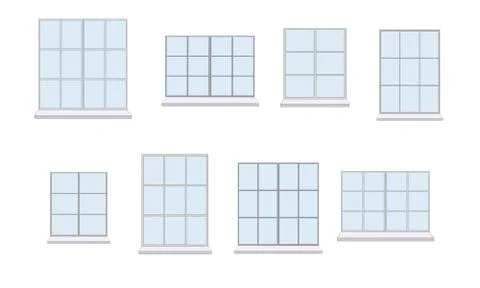 Collection of various window unit Stock Illustration