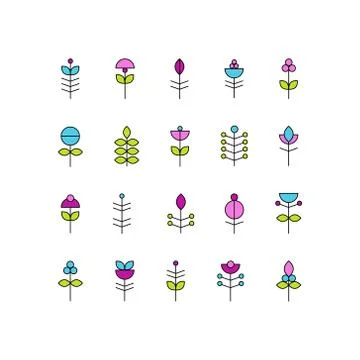 Collection of vector abstract flower elements Illustrazione stock