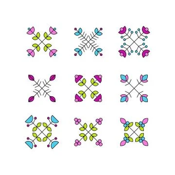 Collection of vector abstract flower elements Stock Illustration