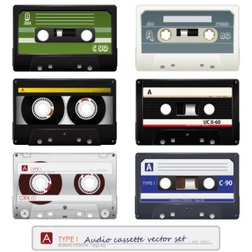 Collection of vector audio cassettes Stock Illustration