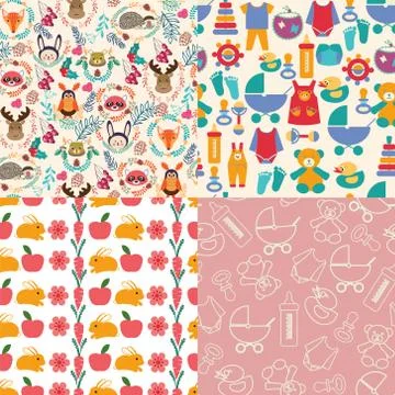 Collection of vector background for baby shower Stock Illustration