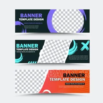 Collection of vector banner templates. Design various templte 320x100 px Stock Illustration