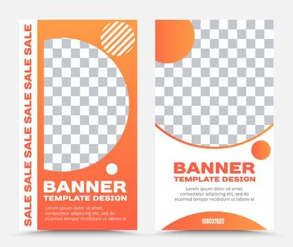 Collection of vector banner templates in orange and white Stock Illustration