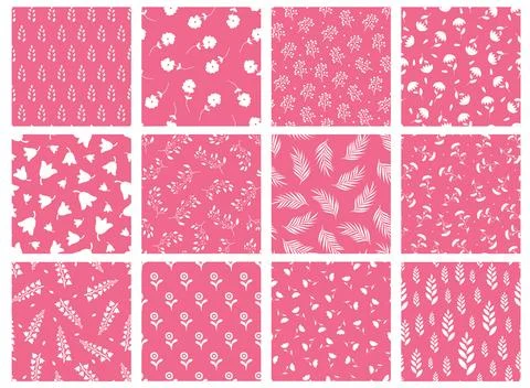 Collection of vector beautiful elegant floral seamless patterns. Vintage ha.. Stock Illustration