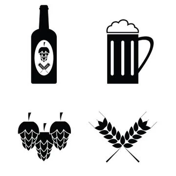 Collection of vector beer icons set. Stock Illustration