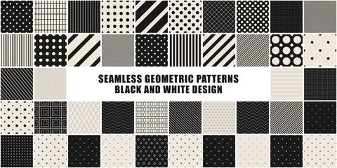 Collection of vector black and white seamless patterns. Simple dotted and Stockillustratie