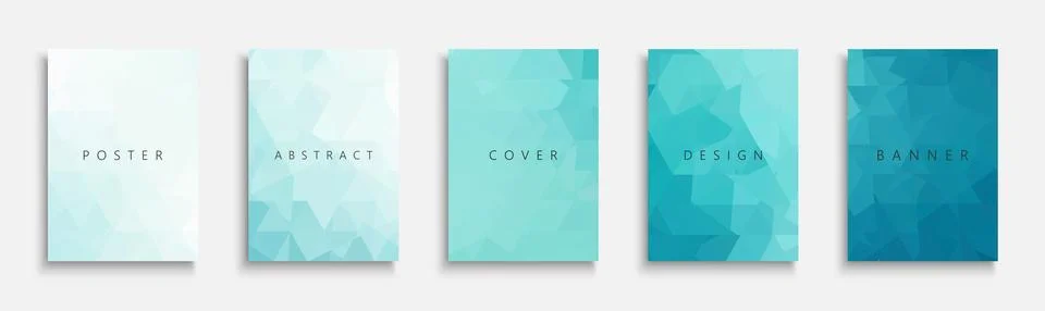 Collection of vector blue bright polygonal templates, posters, placards Иллюстрация