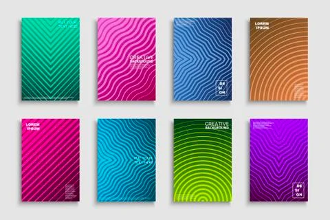 Collection of vector bright abstract contemporary templates, posters, placards Illustrazione stock