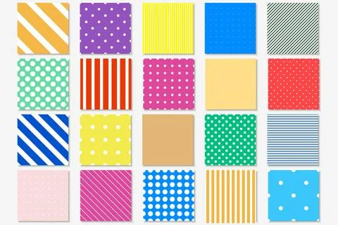 Collection of vector bright seamless patterns. Simple geometric textures - 스톡 일러스트
