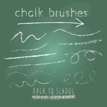 Collection of vector chalk art brushes. Stock Illustration