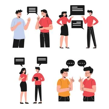 Collection vector collection of people talking Stock Illustration