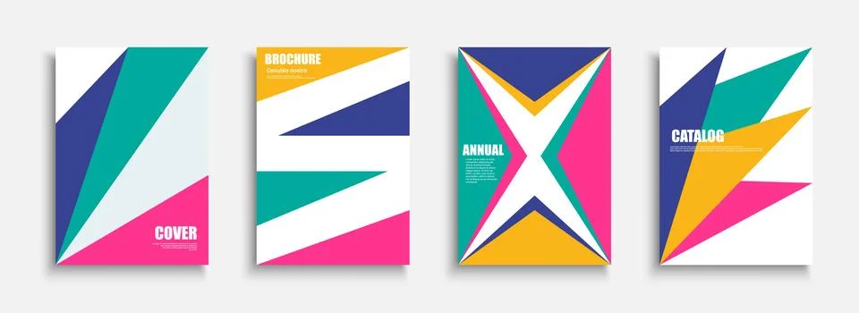 Collection of vector colorful posters with abstract geometric print. Creative Illustrazione stock