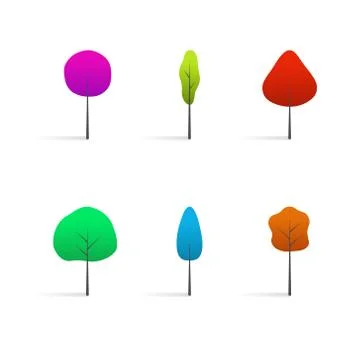 Collection of vector colorful trees Stock Illustration
