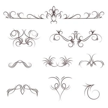 A collection of vector decorative monograms and a calligraphic borders. Stock Illustration