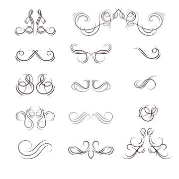 A collection of vector decorative monograms and a calligraphic borders. Stock Illustration