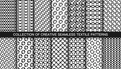 Collection of vector decorative seamless geometric patterns. Textile striped Stock Illustration