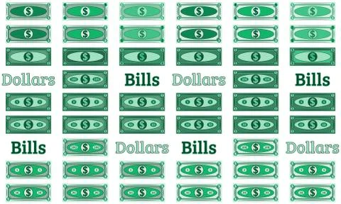 Collection of vector dollars, abstract banknotes Stock Illustration
