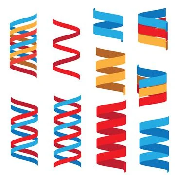 Collection of vector elements - colorful ribbons with 3D effect Stock Illustration