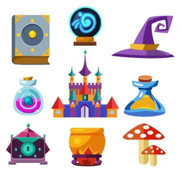 Collection of Vector Fairy Tale Elements Stock Illustration