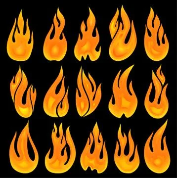 Collection of vector fires. Stock Illustration