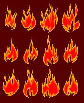 Collection of vector fires. Stock Illustration