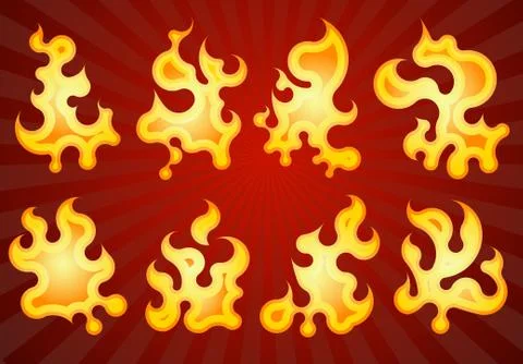 Collection of vector fires. Stock Illustration