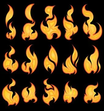 Collection of vector fires. Stock Illustration