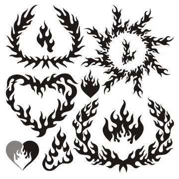 Collection of vector flame elements. Stock Illustration