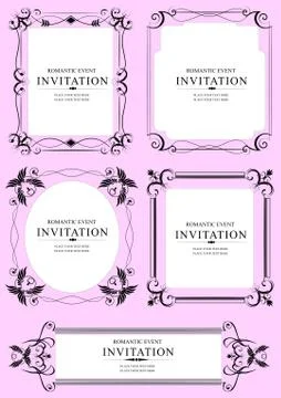 Collection of vector frames and ornaments with sample text. Stock Illustration