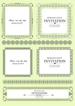 Collection of vector frames and ornaments with sample text. イラスト素材