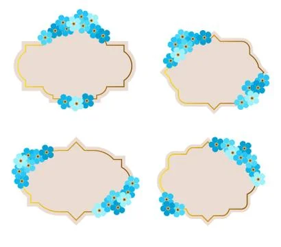 Collection of vector frames with forget-me-not flowers in retro style Illustrazione stock