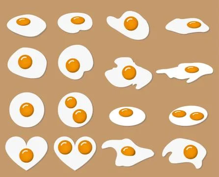 Collection of vector fried egg Stock Illustration