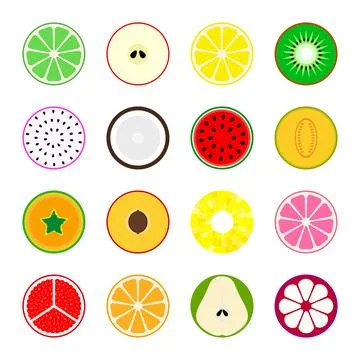 Collection of vector fruit icons. イラスト素材