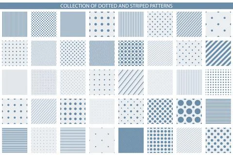 Collection of vector geometric seamless patterns - minimalistic design. Simple Stock Illustration