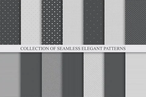 Collection of vector geometric seamless patterns - monochrome minimalistic Иллюстрация
