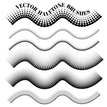 Collection of vector halftone pattern  brushes Stock Illustration