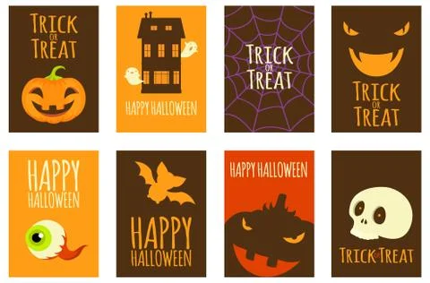 Collection of vector Halloween cards Stock Illustration