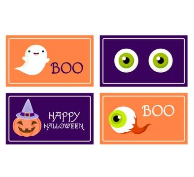 Collection of vector Halloween cards Stock Illustration