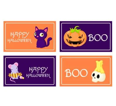 Collection of vector Halloween cards Stock Illustration