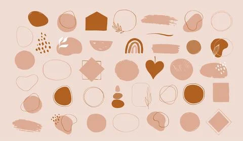 Collection of vector hand drawn abstract brush strokes, design elements, organic Stock Illustration