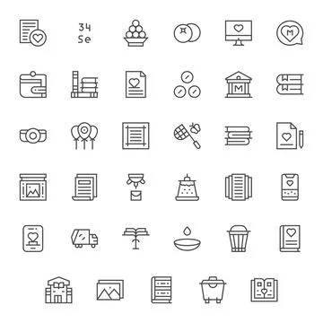 Collection Vector Icon Collection featuring 35 Grid Fitted Retina Ready Reg.. Illustrazione stock