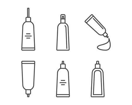 Collection vector icons of beauty, cosmetics and care. Bottle, jar, shower .. Stock Illustration