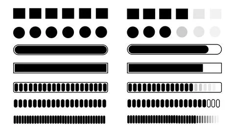 Collection of vector icons loading, buffering symbols for websites, load bar Stock Illustration