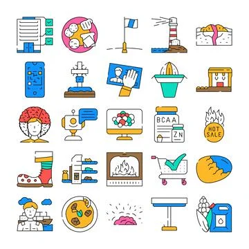 Collection of vector icons representing diverse concepts and themes 스톡 일러스트